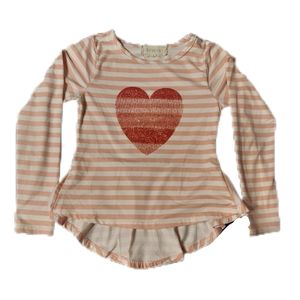 5 Yr Sparkle Red Heart Long Sleeve Shirt Pink White Btween Brand